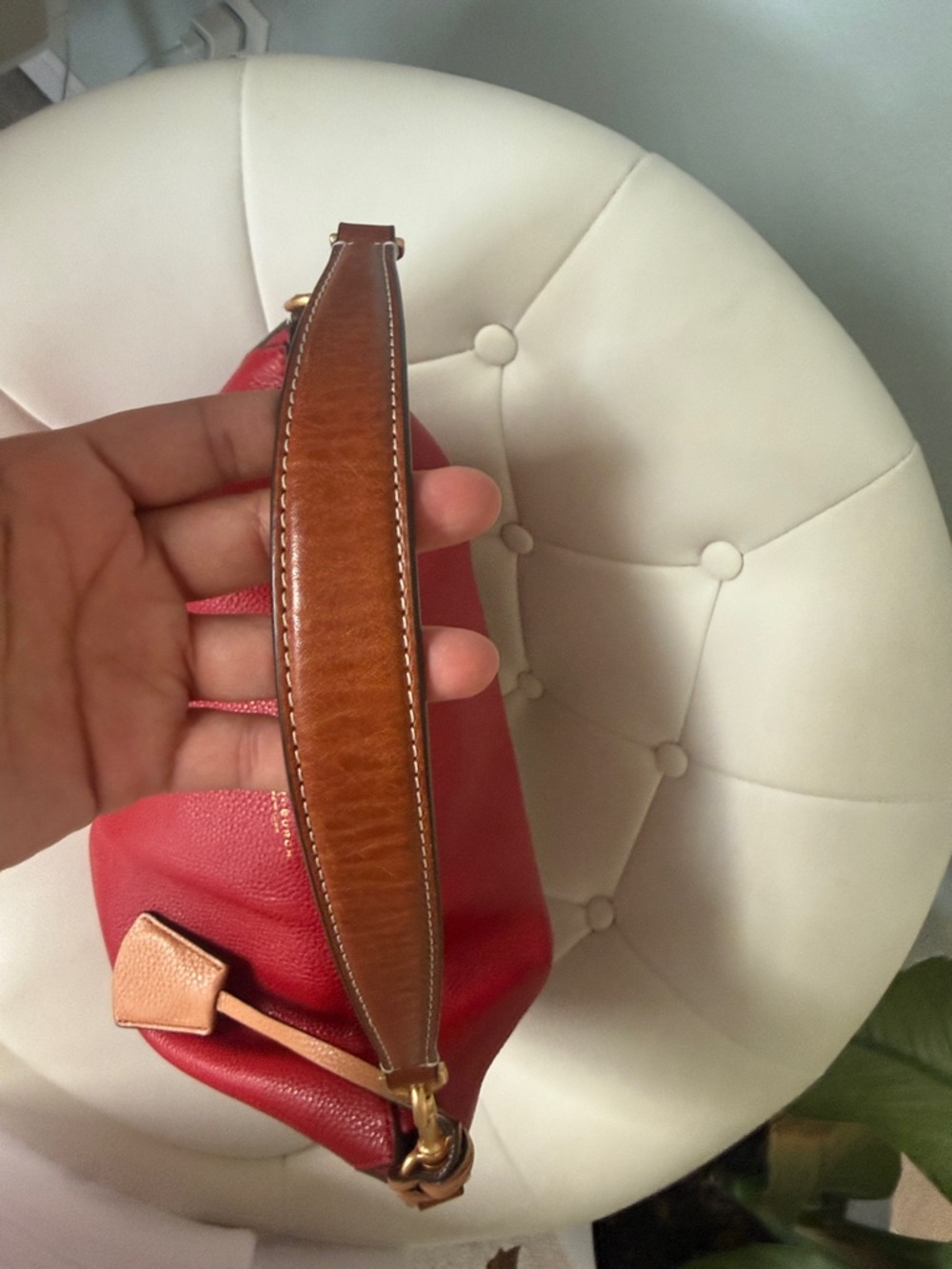 Tory Burch Perry Slouchy Hobo Bag Color Red Apple Pebbled Leather Women's - Picture 8 of 13